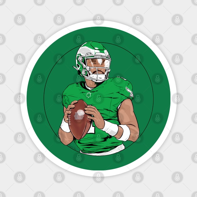 Jalen Hurts Eagles QB (Kelly Green) Magnet by RipleyArtShop